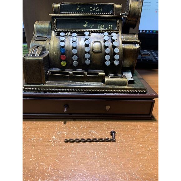 Old Fashioned Metal Cash Register Sculpture with Drawer - Picture 4 of 4